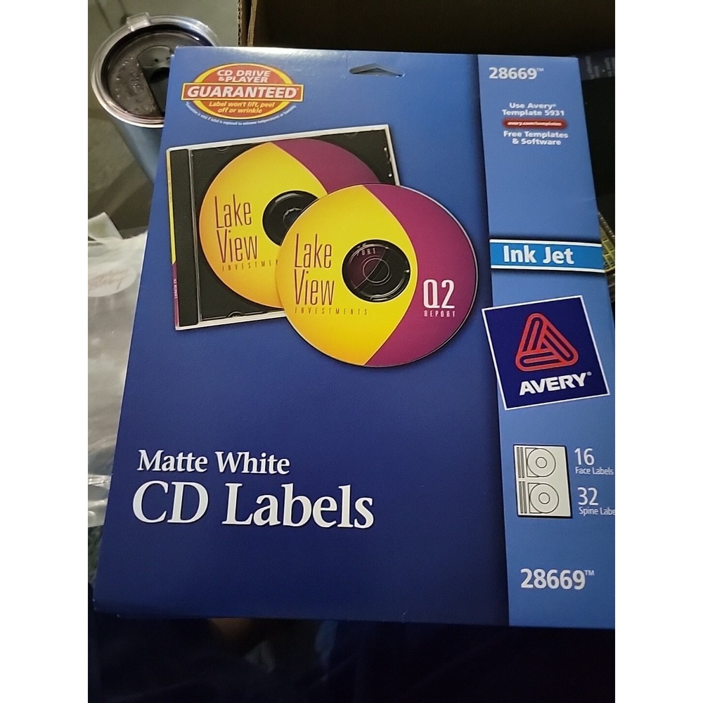 Avery Matte White CD Labels 28669 Ink‎ Jet Lot of 2 New